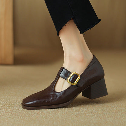 OrthoCare Mary Jane Pumps - Retro Square Toe Comfort
