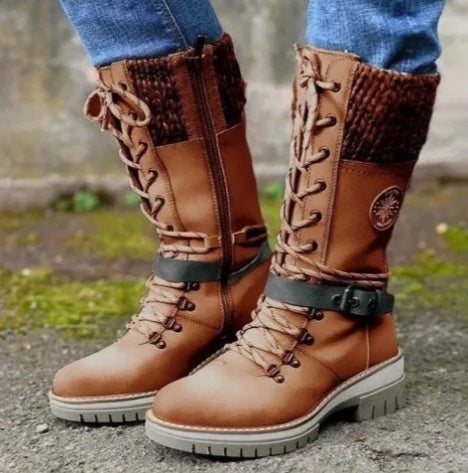 Makoto | Knit-Cuff Lace-Up Orthopedic Winter Boots