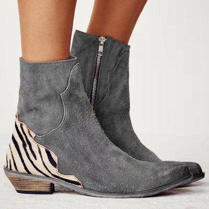 OrthoCare Pointed Low Heel Boots - Side Zip Comfort