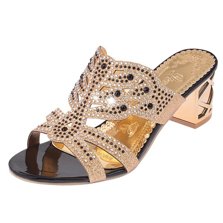 Winora | Women’s Orthopedic Rhinestone Cutout Block Heel Sandals