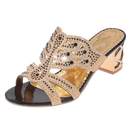 Winora | Women’s Orthopedic Rhinestone Cutout Block Heel Sandals