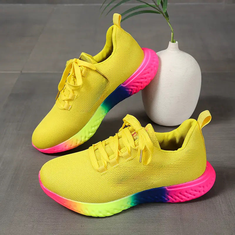 OrthoCare Lace-Up Mesh Shoes With Rainbow Sole