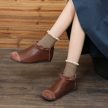 Orthopedic Leather Ankle Boots – Soft Comfort Slip-On Lightweight Casual Shoes