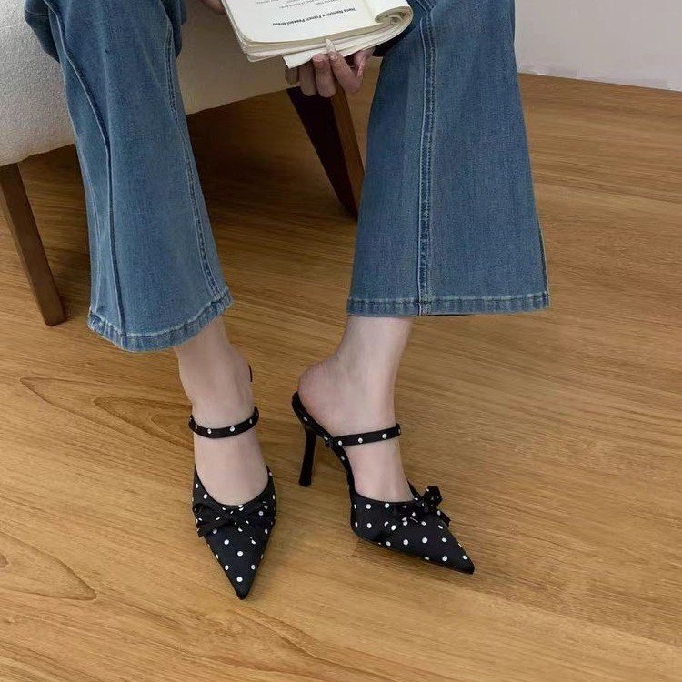 Olivelle | Women’s Orthopedic Polka Dot Pointed Toe Slingback Flats