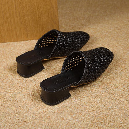 Pearline | Women’s Orthopedic Woven Pointed Toe Mule Heels
