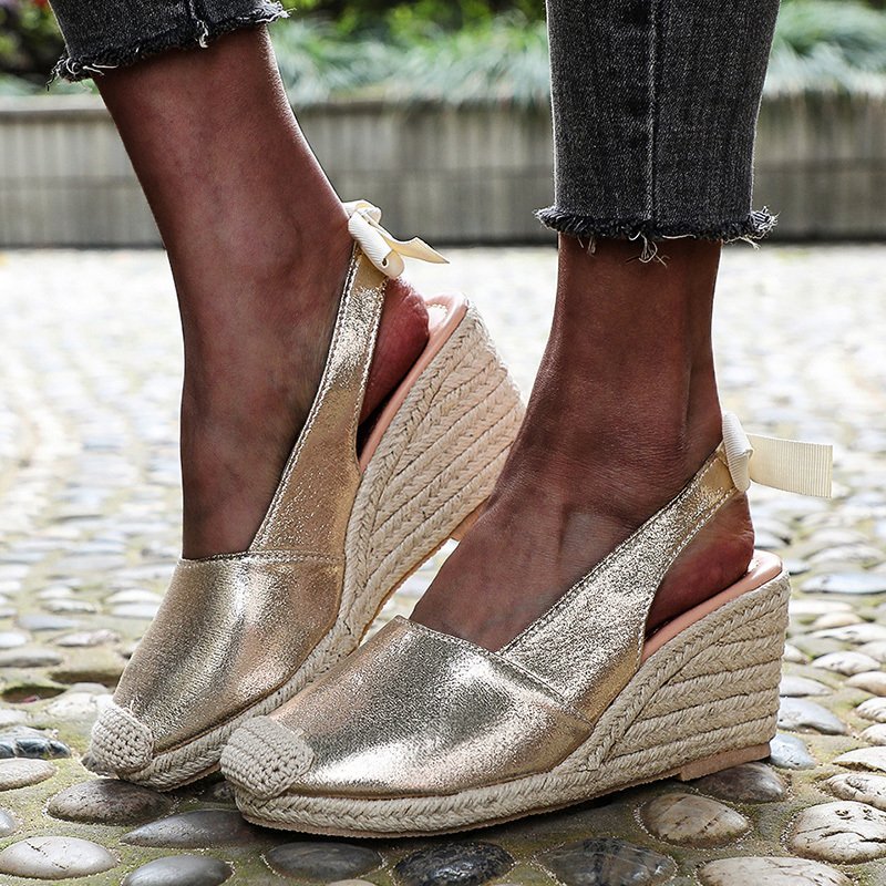 Benilde | Women’s Orthopedic Printed Espadrille Wedge Slingback Sandals