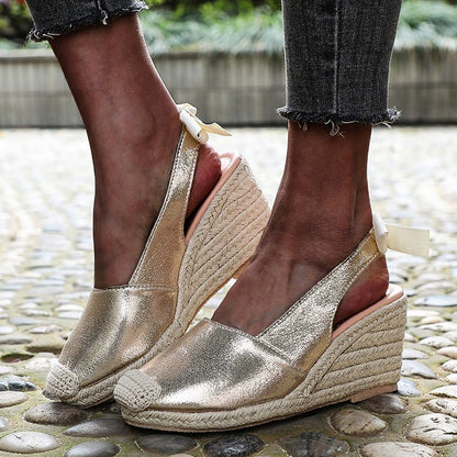 Benilde | Women’s Orthopedic Printed Espadrille Wedge Slingback Sandals
