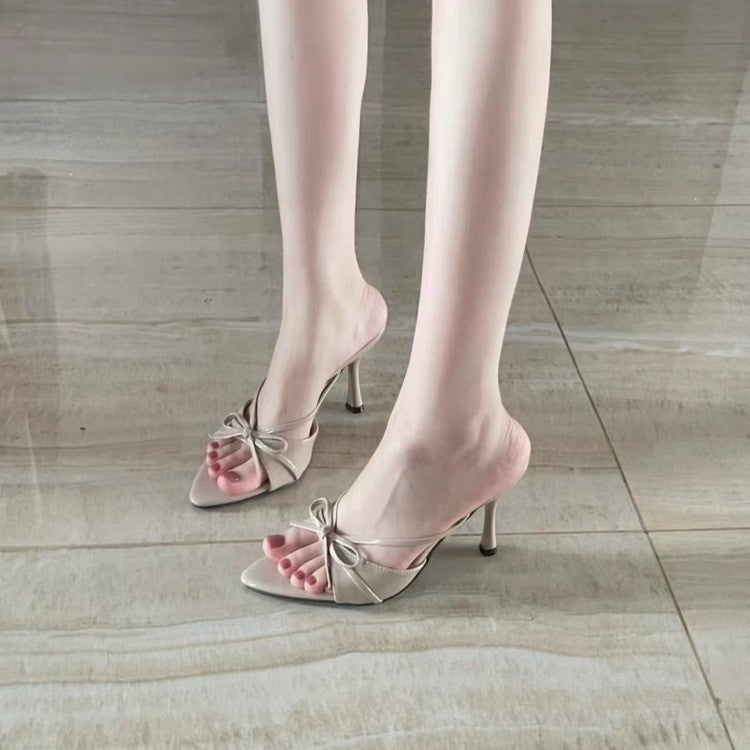 Aurette | Women’s Orthopedic Satin Bow Kitten Heel Sandals