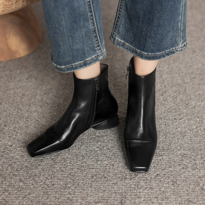 OrthoCare Cowhide Boots - Square Toe, Side Zipper