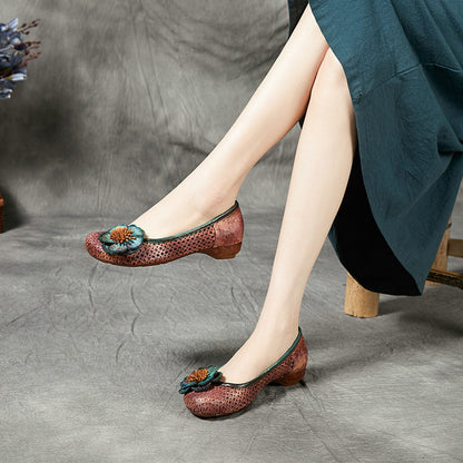 OrthoCare Floral Cutout Flats – Vintage Handmade Comfort Shoes