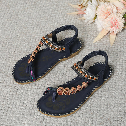 Hyacinthe | Women’s Orthopedic Boho Beaded Toe Ring Sandals