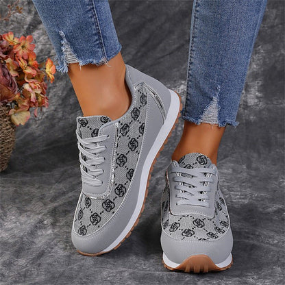 Selena | Orthopedic Flower Print Lace-up Sneakers