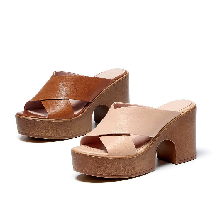 Querida | Women’s Orthopedic Cross Strap Platform Mule Heels