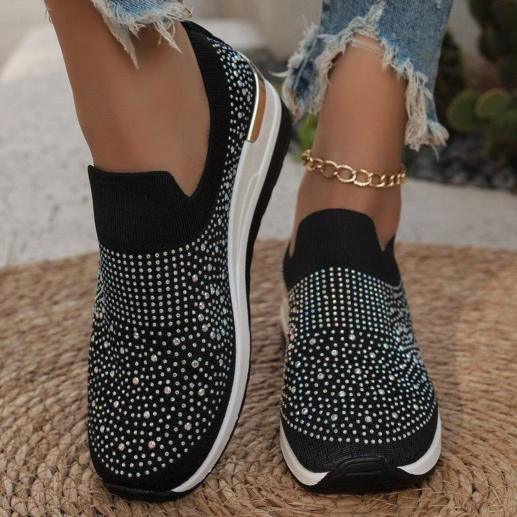 OrthoCare Rhinestone Slip-On Sneakers – Sparkly Lightweight Walking Shoes
