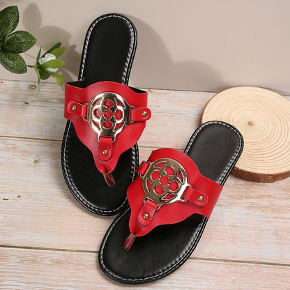 Tristelle | Women’s Orthopedic Floral Medallion Toe Ring Sandals