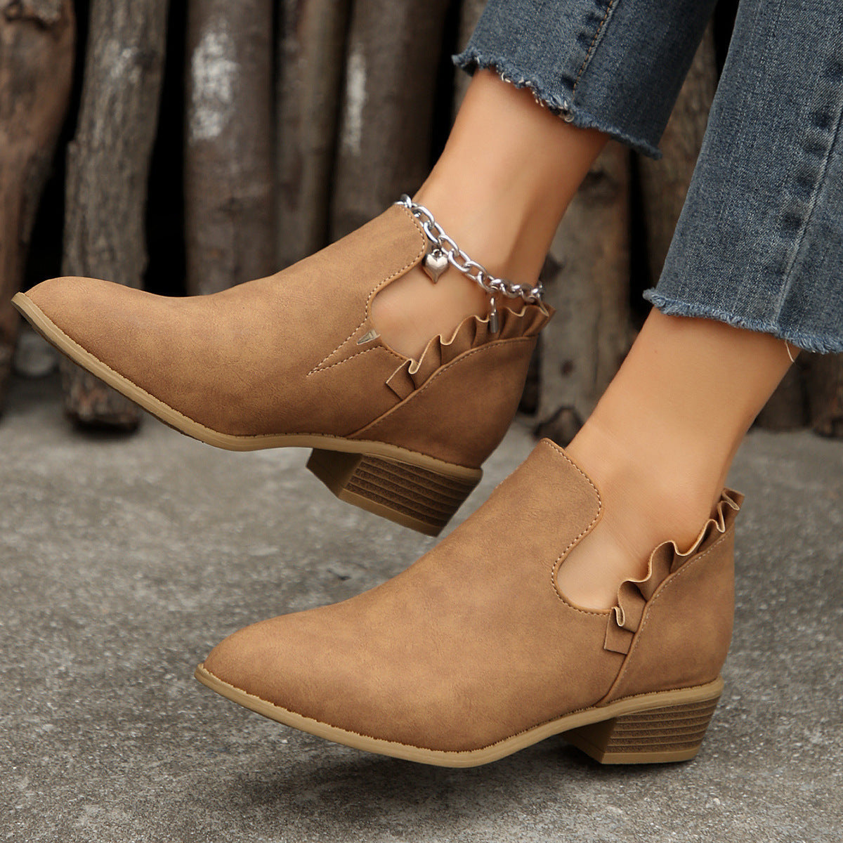 OrthoCare Women's Chunky Heel Pointed Toe Boots