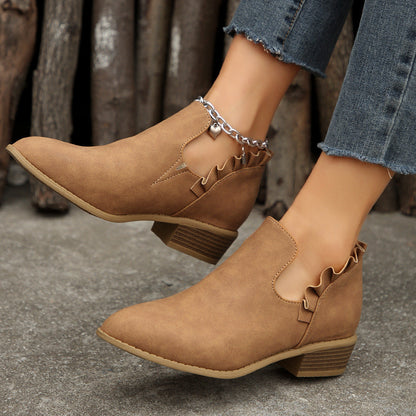 OrthoCare Women's Chunky Heel Pointed Toe Boots