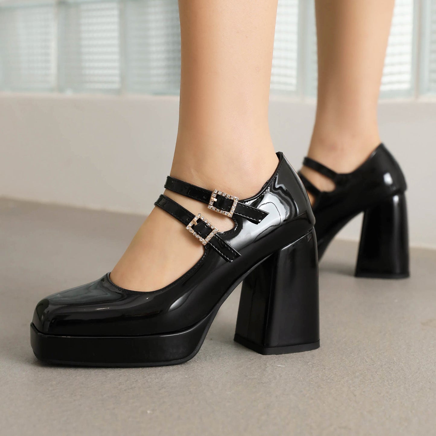 Janessa | Women’s Orthopedic Double Strap Platform Mary Jane Heels