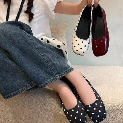 OrthoCare | Polka Dot Faux Fur Trim Loafers