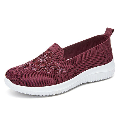 Orthopedic Embroidered Slip-On Sneakers – Lightweight Breathable Comfort Walking Shoes