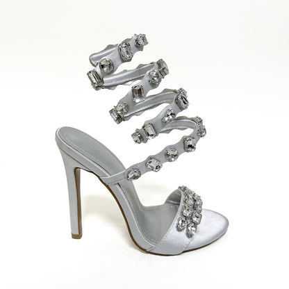 Ursella | Women’s Orthopedic Rhinestone Wraparound Stiletto Sandals