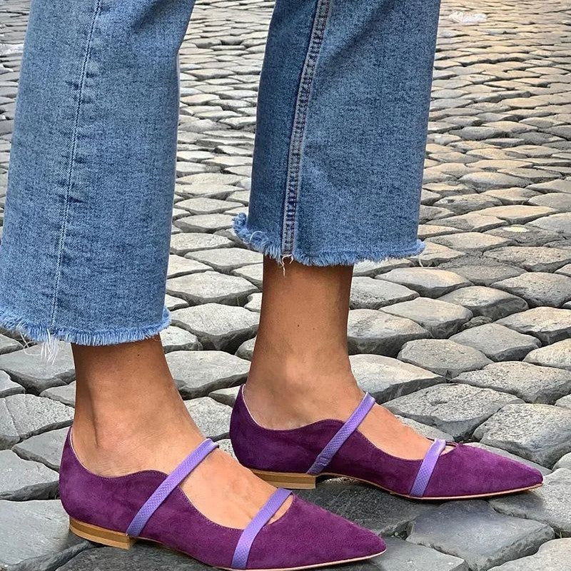 OrthoCare Suede Shoes With Low Heels And Two Thin Bands