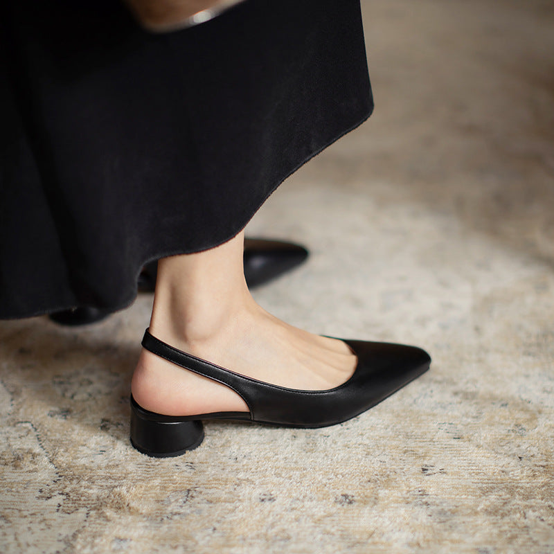 Michelle | Orthopedic Women's Chunky Heel Pointed Toe Shallow Sandals