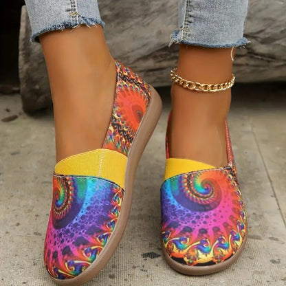 OrthoCare Women’s Printed Slip-On Flats – Lightweight Comfort Casual Shoes