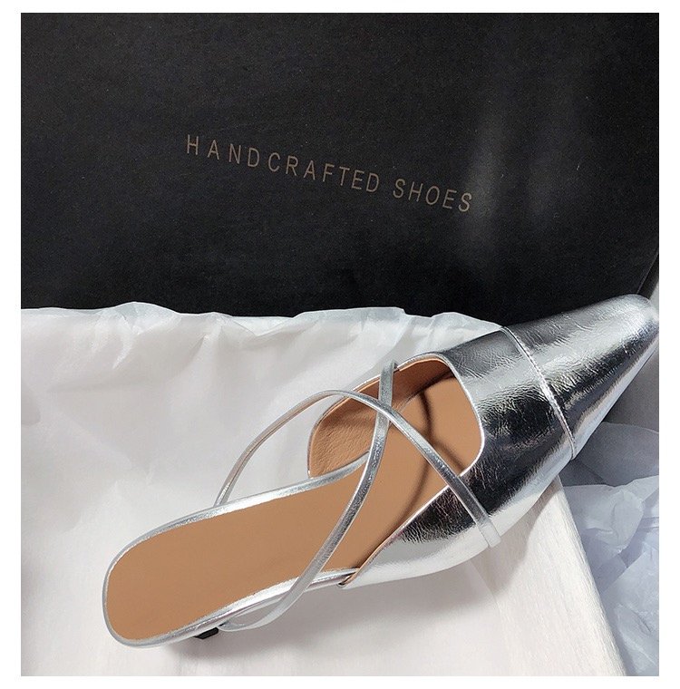 OrthoCare Metallic Pointed Toe Slingback Flat Sandals