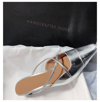 OrthoCare Metallic Pointed Toe Slingback Flat Sandals