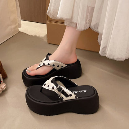 Oriana | Women’s Orthopedic Polka Dot Platform Flip Flop Sandals