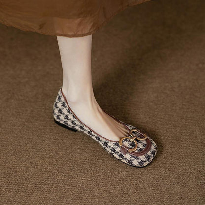 OrthoCare | Chain Detail Tweed Ballet Flats