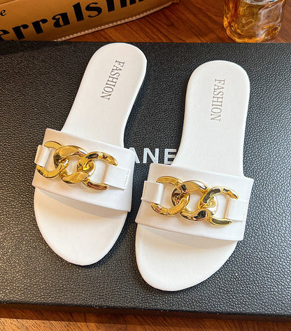 OrthoCare | Chain Detail Flat Slide Sandals