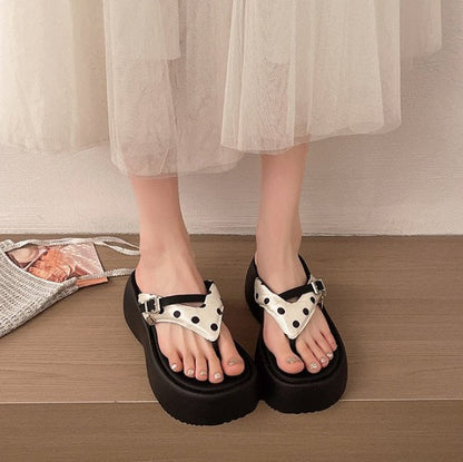 Oriana | Women’s Orthopedic Polka Dot Platform Flip Flop Sandals