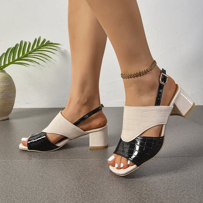 Ivelle | Women’s Orthopedic Colorblock Slingback Block Heel Sandals