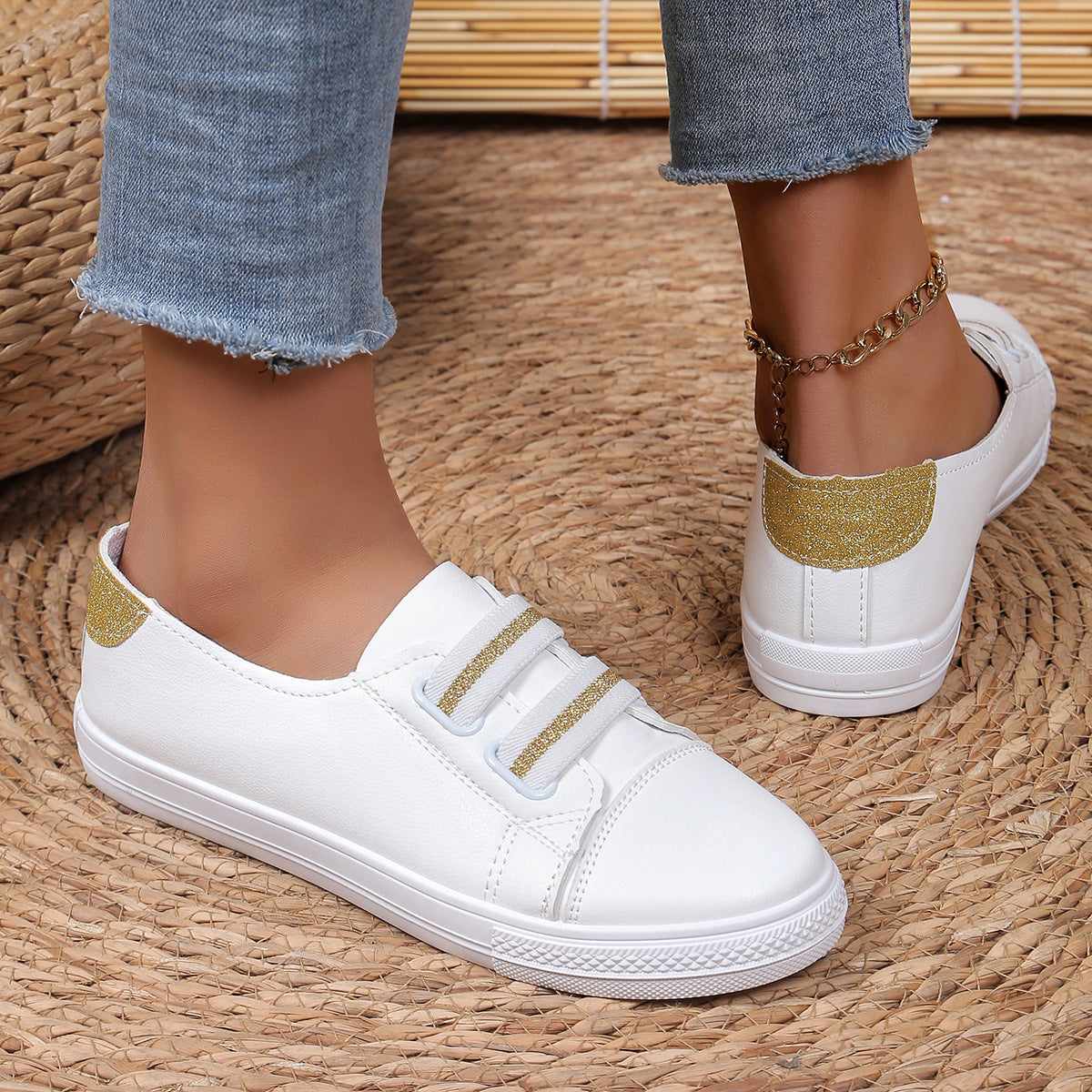 OrthoCare Women’s White Velcro Sneakers – Lightweight Casual Comfort Shoes