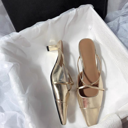 OrthoCare Metallic Pointed Toe Slingback Flat Sandals
