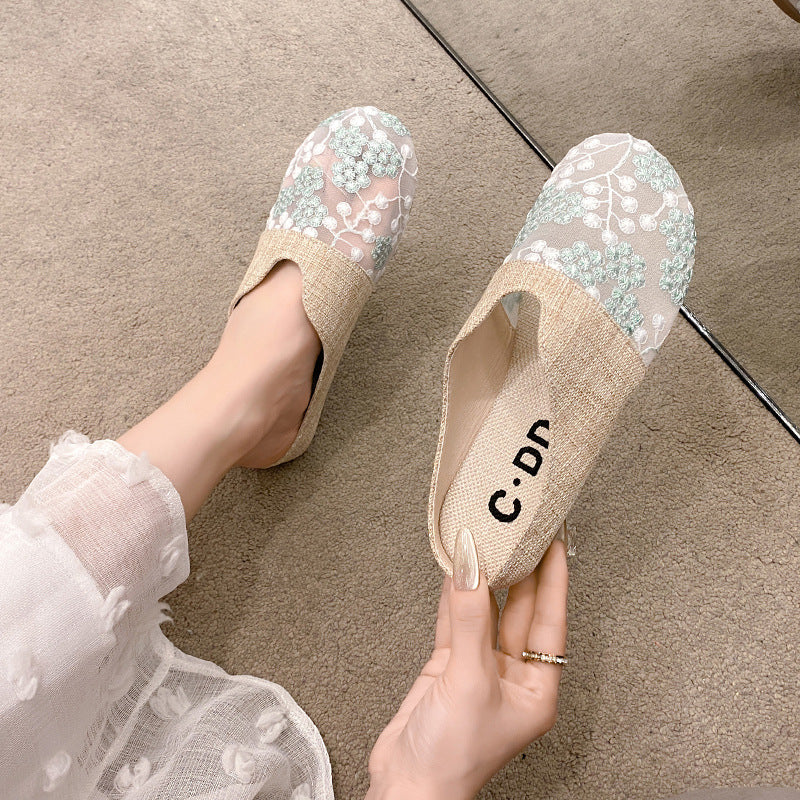 OrthoCare Floral Embroidered Slip-On House Slippers
