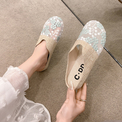 OrthoCare Floral Embroidered Slip-On House Slippers
