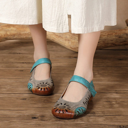 OrthoCare Floral Cutout Flats – Vintage Handmade Comfort Shoes