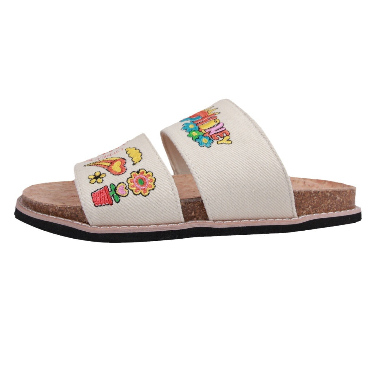 Tahlina | Women’s Orthopedic Boho Embroidered Cork Slide Sandals