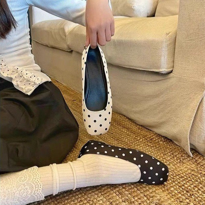 OrthoCare | Polka Dot Faux Fur Trim Loafers