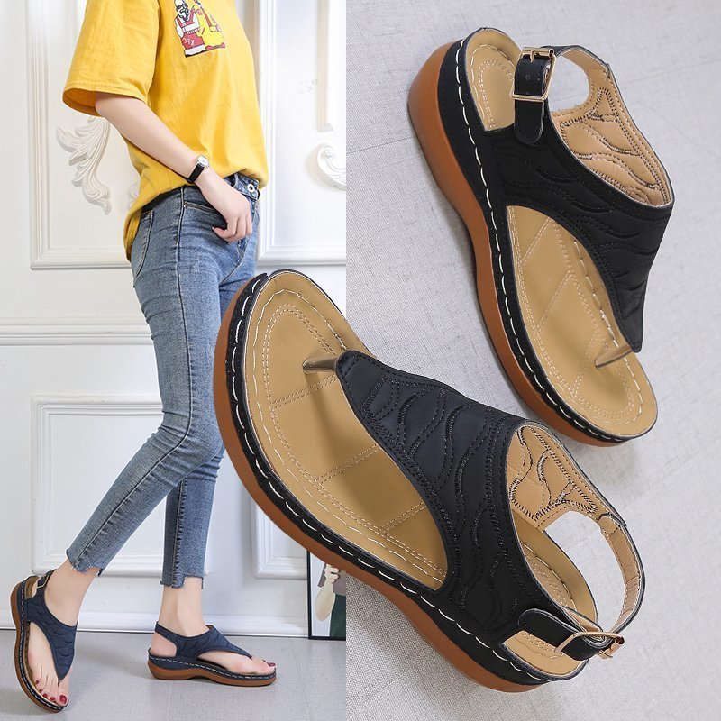 Samantha | Orthopedic Casual Sandals Women's Wedge Solid Color Flip Flop Sandals