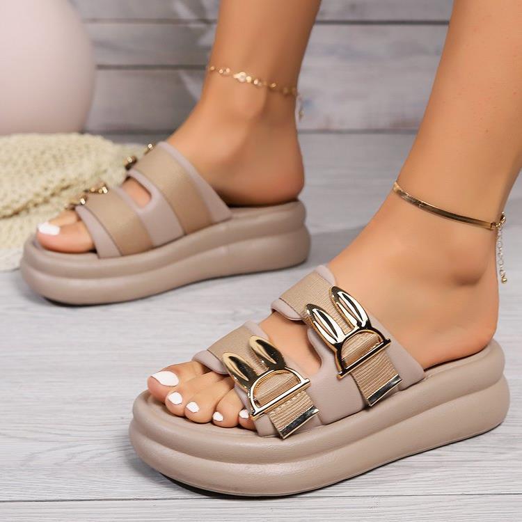 Kataleya | Women’s Orthopedic Double Buckle Platform Slide Sandals