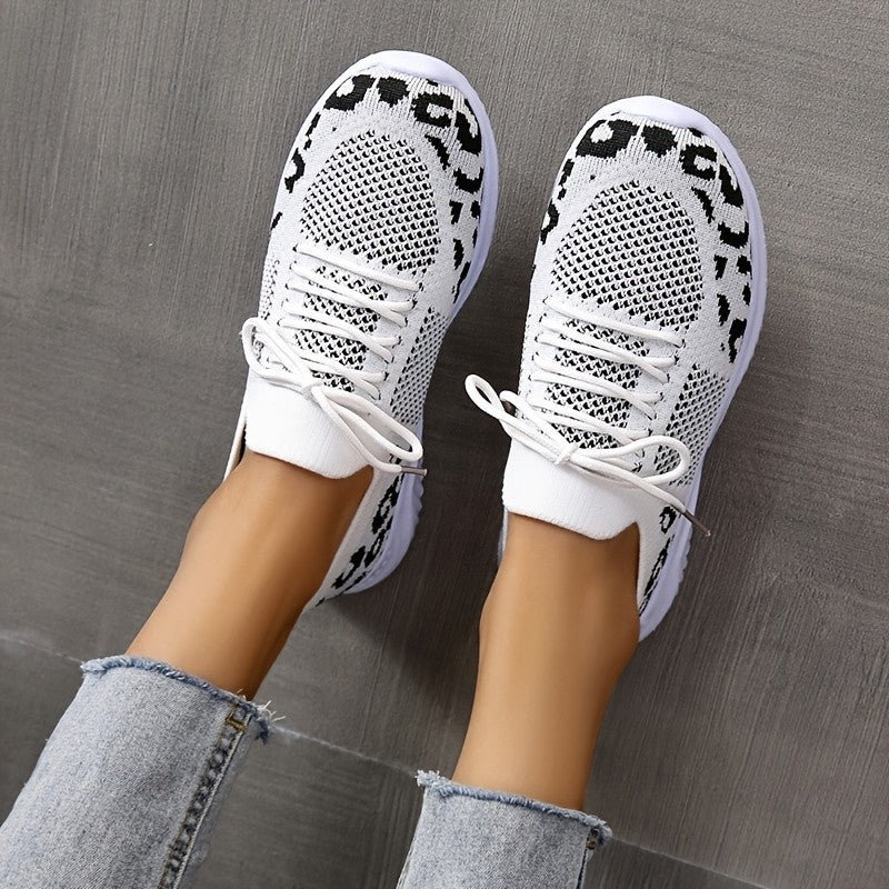 OrthoCare White Leopard Print Sneakers - Unique And Stylish