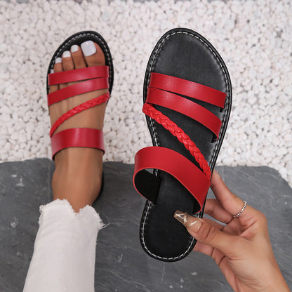 Tovah | Women’s Orthopedic Braided Cross Strap Flat Sandals