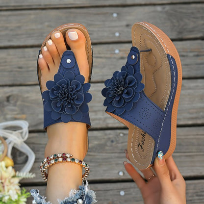 Brenna | Women’s Orthopedic Floral Wedge Slide Sandals