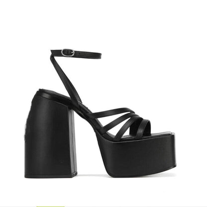 OrthoCare Chunky Platform Ankle Strap High Heel Sandals