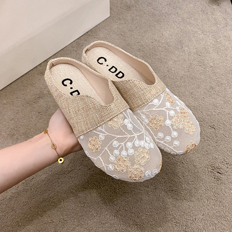 OrthoCare Floral Embroidered Slip-On House Slippers