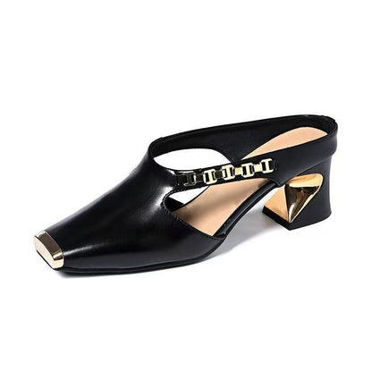 Petronella | Women’s Orthopedic Cutout Slingback Block Heel Mules